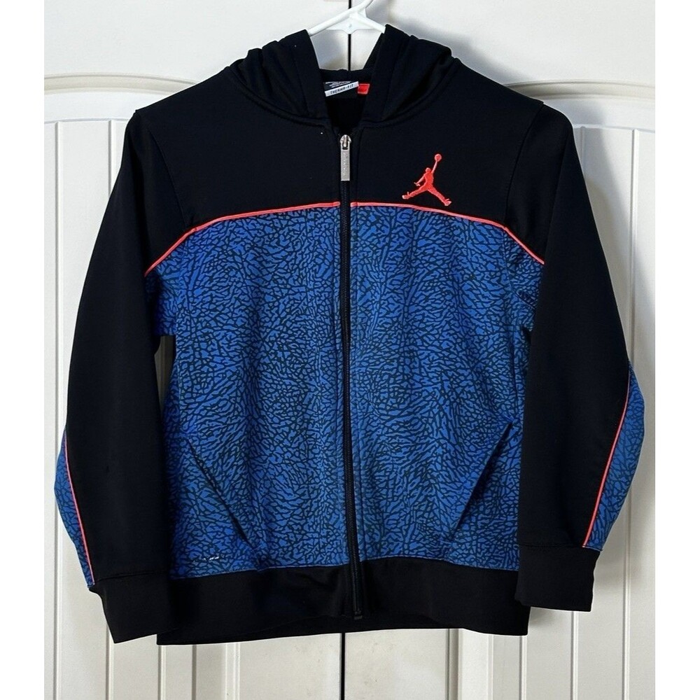 Kids Jordan Black and Blue Jacket Kids Sz M (10-12 yrs)